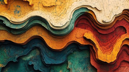 Obraz premium Dynamic abstract map-inspired textures with vivid colors and maze-like patterns