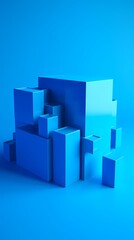 Obraz premium Digital technology future style blue box poster background