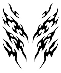 Tribal flames tattoo design set, neo tribal flames shaped tattoo