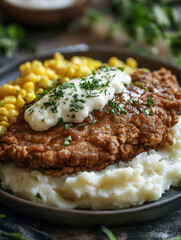chicken fried steak and gravy, food photography
