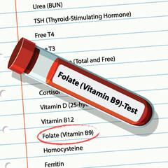 Obraz premium Folate Vitamin B9 Blood Test Illustration