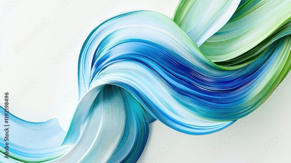 Poster abstract fluid waves in blue and green tones creating a serene and modern background for creative pr