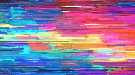 Abstract glitch texture with colorful distorted stripes in vibrant shades