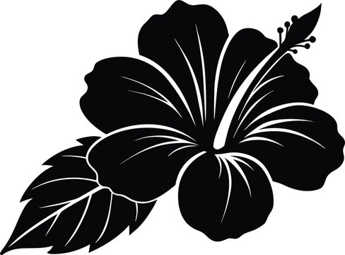 recommend clip art: Botanical hibiscus flower silhouette,Botanical hibiscus vector