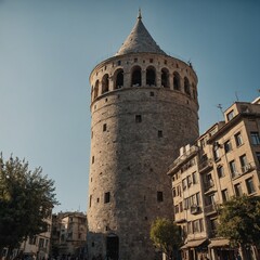 The outline of the Galata Tower standing tall.