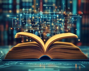 Advanced online library, interactive internet education platform, modern digital resources, accessible knowledge and learning tools, future of education