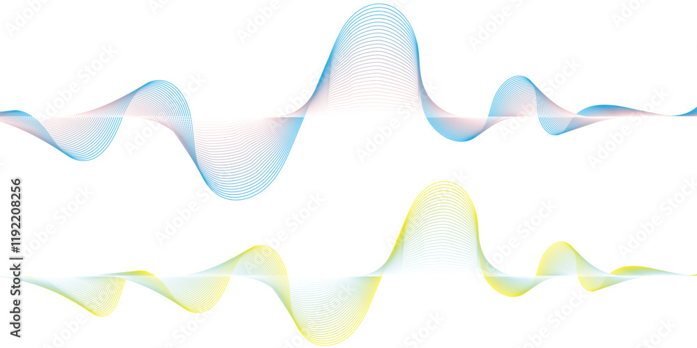 Poster printset abstract lines colors design element on white background of waves. vector illustration eps 
