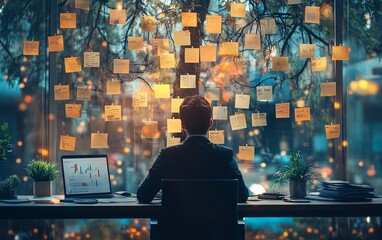 Chaotic business process with complex, messy management, tangled decision tree, overwhelming workload, visualizing disorganization and confusion in a corporate environment