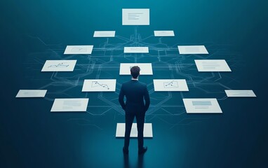 Complicated and chaotic management process, disorganized decision tree, messy business workflow, illustrating inefficiency and confusion in corporate structure