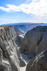 Spectacular Anjihai Grand Canyon natural landscape in Xinjiang. Weathered mountain and canyon in China.