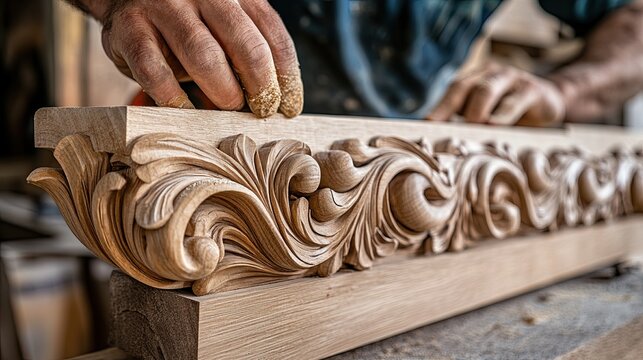 A close-up of a skilled carpenter working with a wooden plank, showcasing craftsmanship, skill, and the art of woodworking, perfect for DIY, craftsmanship, and home improvement content.