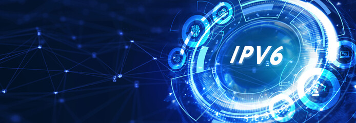 Obraz premium Business, Technology, Internet and network concept. IPV6 abbreviation. Modern technology concept. 3d illustration
