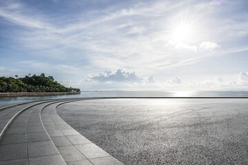 Empty asphalt road by the sea with sky background © ABCDstock