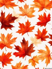 Obraz premium Autumn Leaves Back to School Wallpaper - Vibrant watercolor autumn leaves, perfect for back to school. Symbolizing new beginnings, knowledge, change, growth, and warmth.