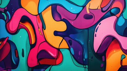 Vibrant Abstract Graffiti Wall Art Design