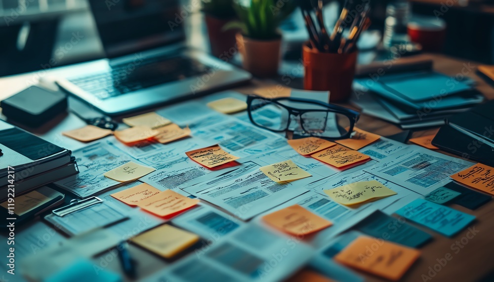 Aufkleber complicated and chaotic management process, disorganized decision tree, messy business workflow, ill