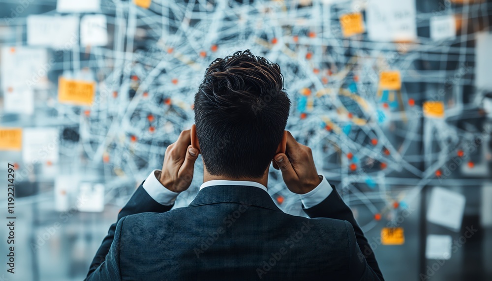 Poster complicated business management, chaotic decisionmaking process, tangled organizational structure, i