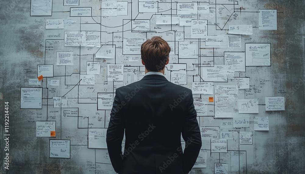 Aufkleber Disordered corporate management with chaotic decision tree, messy business processes, visualizing complexity and inefficiency in organizational workflows