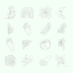 Boho Summer Illustration Pack Outline Style