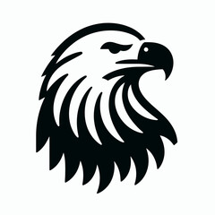 Fototapeta premium very simple flat and minimalist Bald Eagle silhouette in black on a white background 