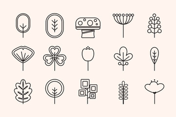 Autumn Element Clean Illustration Collection Outline Style