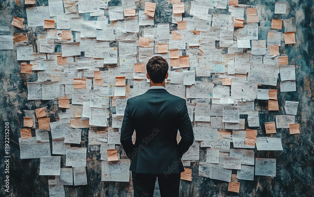Aufkleber Messy decisionmaking process, complicated and chaotic business management, disorganized workflow and decision tree, visualizing the disorder and complexity of business operations