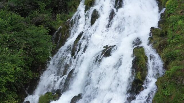 Alpine Splendor: Aerial View of Cascades in Stenico, Italy