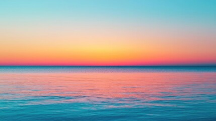 Naklejka premium Vivid gradient concept. A serene seascape at sunset, featuring vibrant hues of blue, orange, and pink.