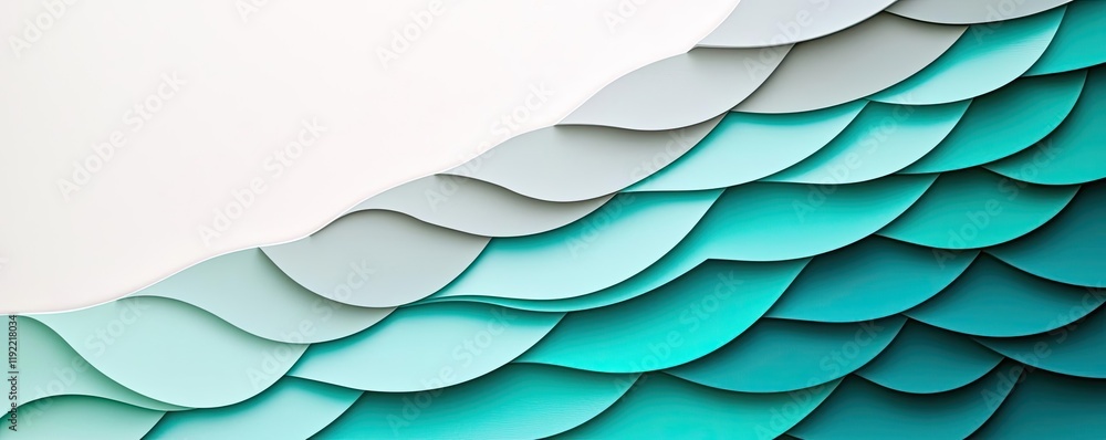 Poster symmetry gradient idea. abstract waves in teal and gray create a soothing and modern aesthetic for d