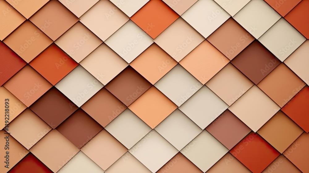 Poster minimal symmetry concept. a vibrant pattern of interlocking squares in warm earthy tones and texture