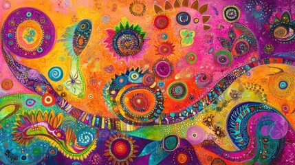 Vibrant Abstract Artwork: A Symphony of Colors and Shapes