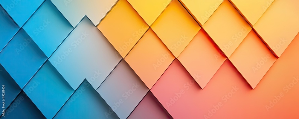 Poster symmetry gradient idea. colorful geometric pattern with layered triangles in vibrant hues of blue an
