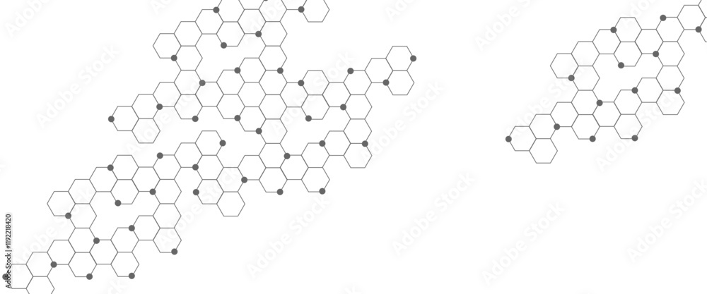 Aufkleber Abstract technology or medical background with hexagons shape pattern. Background of hexagon geometric black pattern. Graphic digital science concept design.