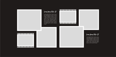 Fototapeta premium Pictures or photos frame collage layout abstract photo frames and digital photo wall template