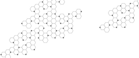 Abstract technology or medical background with hexagons shape pattern. Background of hexagon geometric black pattern. Graphic digital science concept design.