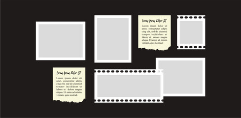 Fototapeta premium Pictures or photos frame collage layout abstract photo frames and digital photo wall template