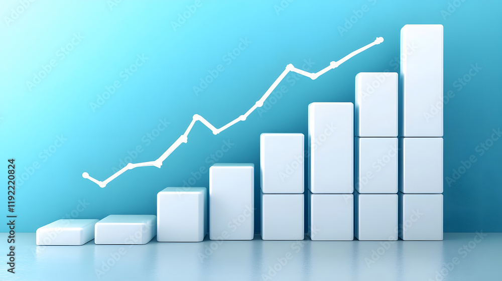 Aufkleber A sleek bar graph rising against a blue background symbolizes growth and progress in data analytics or business metrics