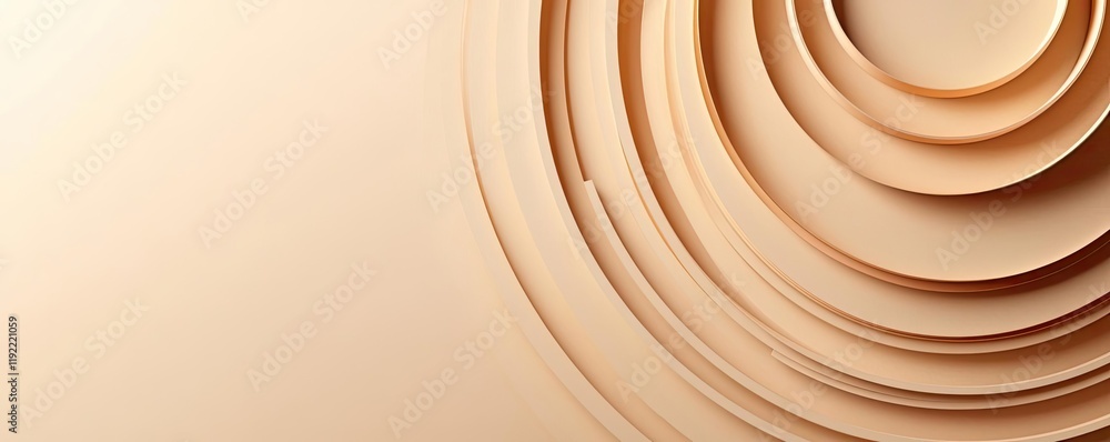 Poster minimal symmetry concept. elegant circular layered texture with warm tones for modern design project