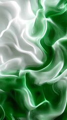 Fototapeta premium Digital technology green and white flowing lines poster background