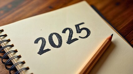 2025 words on a notebook
