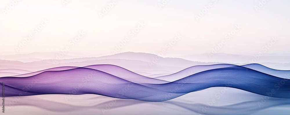 Poster symmetry gradient idea. abstract waves of purple and blue create a serene and calming background eff