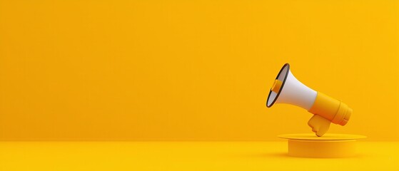 A megaphone on a yellow backdrop with copy space for text, emphasizing important announcements. Generative AI