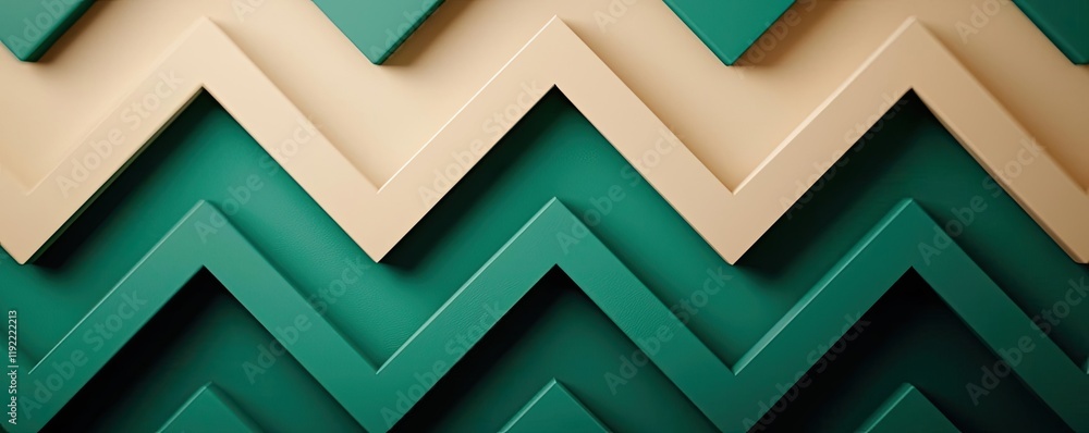 Poster symmetry gradient idea. abstract layered chevron pattern in teal and beige, perfect for modern desig