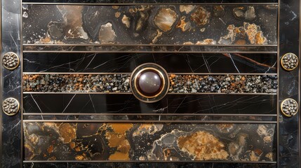 Luxury frame with polished stone and metal inlays.