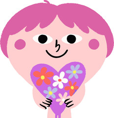 Obraz premium little kid holding flower with good smell