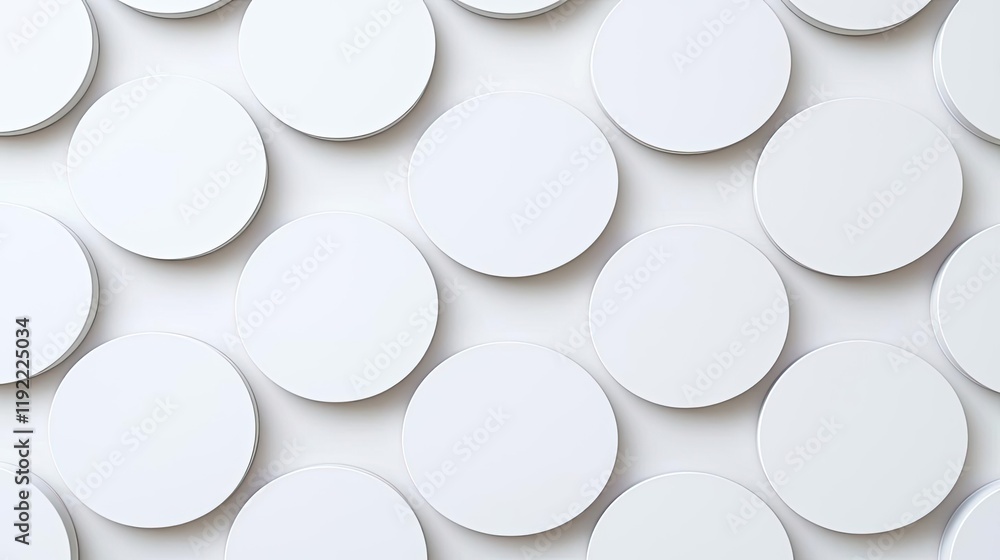 Poster minimal symmetry concept. a modern, minimalistic design featuring uniform circular shapes in white.