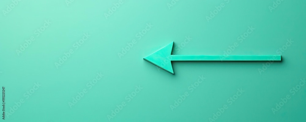 Poster vivid gradient concept. stylish turquoise arrow pointing left against a solid background for modern 