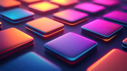 Vivid gradient concept. Vibrant abstract background of glowing square buttons in various colors.