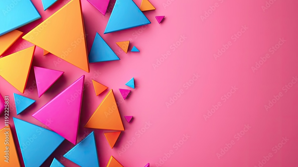 Poster vivid gradient concept. colorful geometric shapes creating an eye-catching design on a pink backgrou
