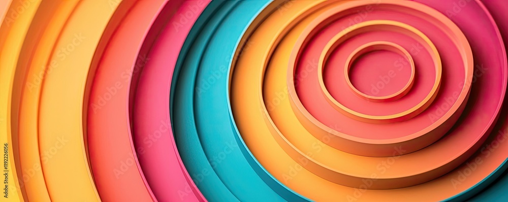 Poster vivid gradient concept. colorful concentric circles in vibrant hues create a modern and eye-catching